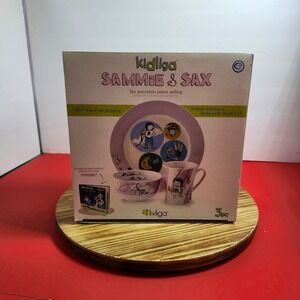 Livliga Kidliga Sammie & Sax 3pc‎ Porcelain Kids Dinnerware Set with Storybook